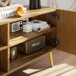 KIMOLST 86in TV Stand with Fluted Design