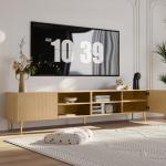 KIMOLST 86in TV Stand with Fluted Design