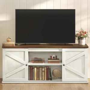 VASAGLE Rustic TV Stand with Sliding Barn Doors
