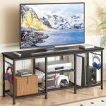 YGEOMER 55 Inch Black TV Stand and Entertainment Center