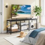 YGEOMER 55 Inch Black TV Stand and Entertainment Center