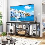 YGEOMER 55 Inch Black TV Stand and Entertainment Center
