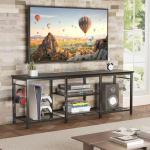 YGEOMER 55 Inch Black TV Stand and Entertainment Center