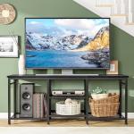 YGEOMER 55 Inch Black TV Stand and Entertainment Center
