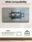 Full Motion TV Wall Mount for 42-86 Inch TVs