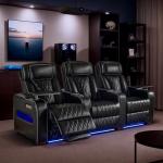 Power Reclining Sofa with LED & USB Charging