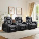 Electric Recliner Chair Set with USB Ports and Cup Holders