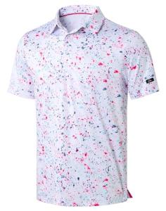 Men's Moisture-Wicking Golf Polo Shirt - White Dots