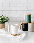 Bamboo Handle Coffee Mug Set with Lid & Spoon