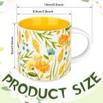 16 oz Pretty Vintage Ceramic Coffee Mugs, 2-Pack