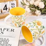 16 oz Pretty Vintage Ceramic Coffee Mugs, 2-Pack