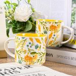 16 oz Pretty Vintage Ceramic Coffee Mugs, 2-Pack