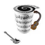 Musical Guitar Novelty Mug with Spoon and Lid