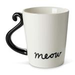 Black Cat Ceramic Coffee Mug: Hand Printed Designs, 12oz