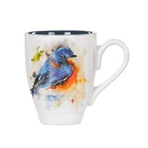 Bluebird Watercolor Stoneware Mug - 16oz White Blue
