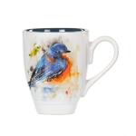 Bluebird Watercolor Stoneware Mug - 16oz White Blue