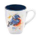 Bluebird Watercolor Stoneware Mug - 16oz White Blue