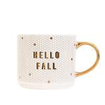 Hello Fall Novelty Coffee Mug with Gold Handle