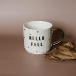 Hello Fall Novelty Coffee Mug with Gold Handle