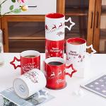 Set of 6 Red & White Star Handle Coffee Mugs