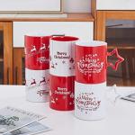Set of 6 Red & White Star Handle Coffee Mugs