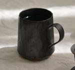 Personalized Handmade Stoneware Coffee Mug, Geometric Metallic Black