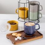 Colorful Stackable Ceramic Coffee Mugs Set of 4