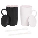 Set of 2 Ceramic Coffee Mugs with Lid
