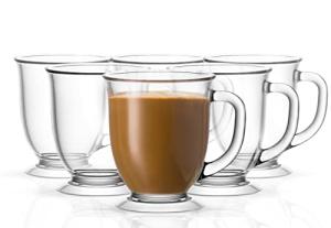 Kook Clear Glass Coffee Mugs, Set of 6