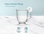 Kook Clear Glass Coffee Mugs, Set of 6
