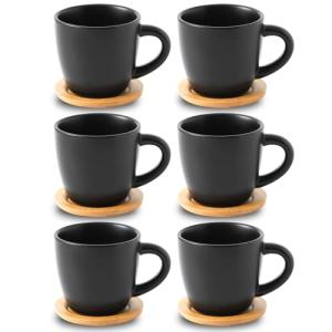 Set of 6 Black Cappuccino and Latte Mugs