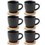 Set of 6 Black Cappuccino and Latte Mugs