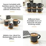 Set of 6 Black Cappuccino and Latte Mugs