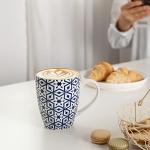 Vibrant set of 6 porcelain coffee mugs, 16 oz