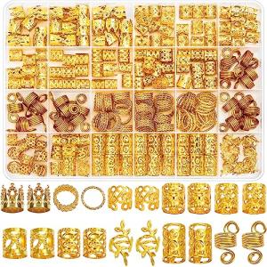220 Pcs Gold Hair Jewelry for Dreadlocks and Braids