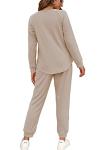 Beige Two-Piece Sweatshirt and Pants Set