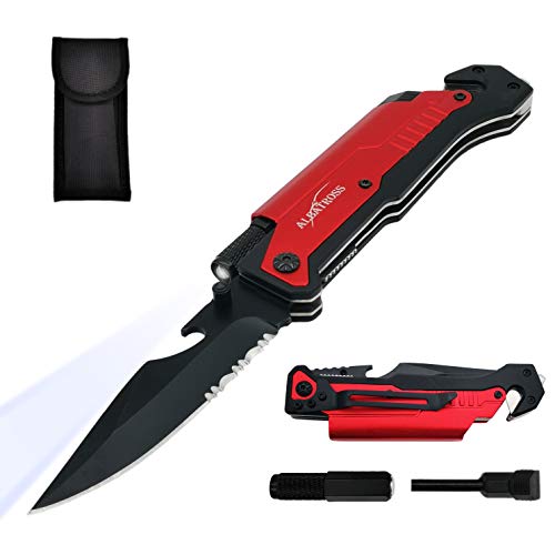 6-in-1 Tactical Folding Pocket Knife with LED Light
