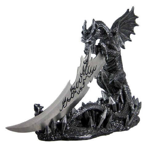 Guardian Dragon Knife Statue for Gothic Decor