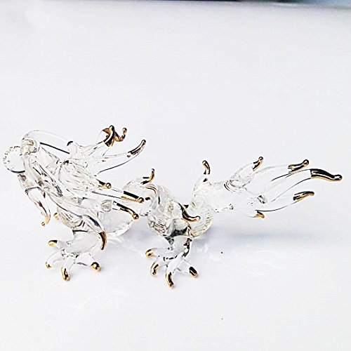 Tiny 3¼" Clear and Gold Chinese Dragon Figurine