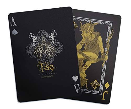 Fae Fantasy Playing Cards - Black, Gold & Silver