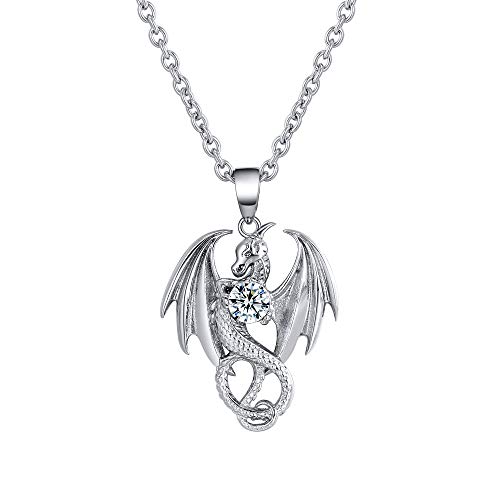 Mythical Dragon Pendant Necklace in Stainless Steel