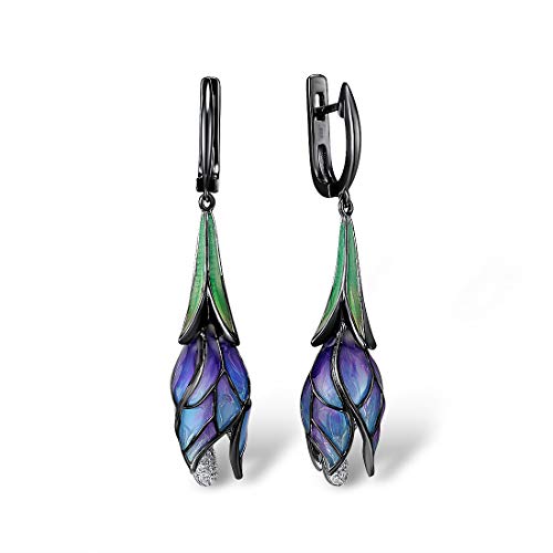 Mythical Tulip Dangle Earrings in Sterling Silver