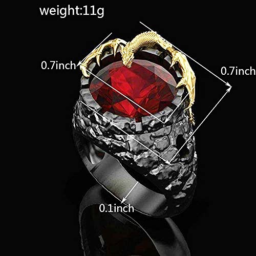3D Dragon Ring with Red Crystal Inlay