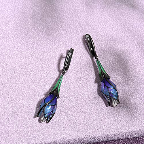 Mythical Tulip Dangle Earrings in Sterling Silver
