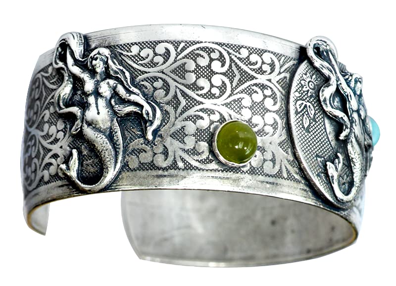 Mermaid Cuff Bracelet with Amazonite & Jade