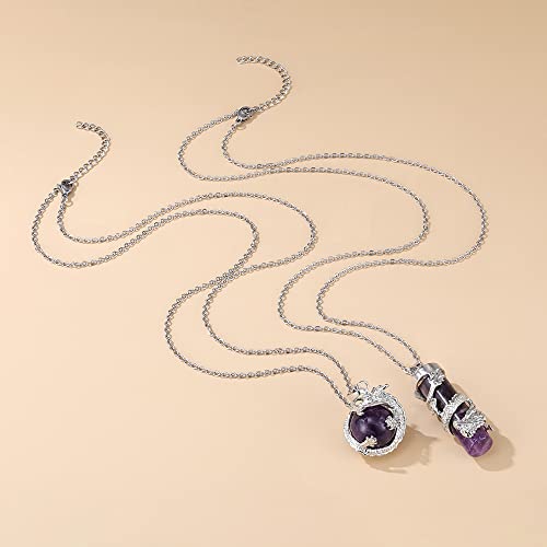 Mystical Amethyst Dragon Wrapped Pendant Necklace Set