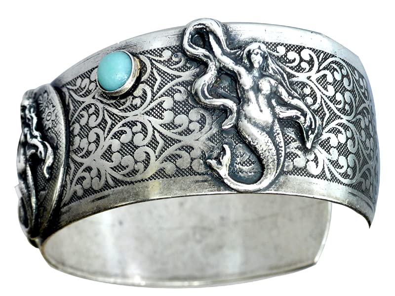 Mermaid Cuff Bracelet with Amazonite & Jade
