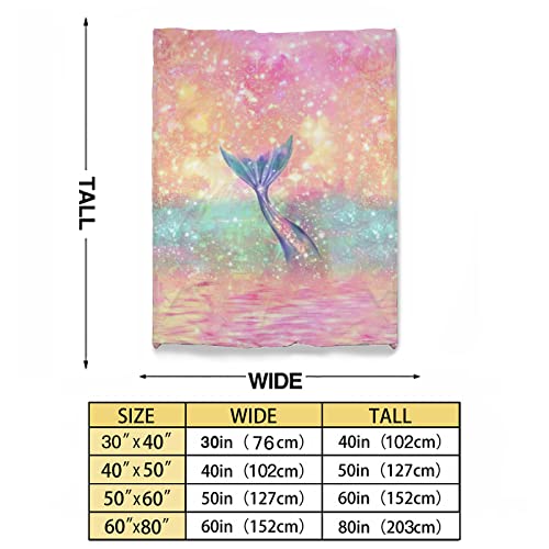 Magical Mermaid Tail Flannel Throw Blanket 50"x40