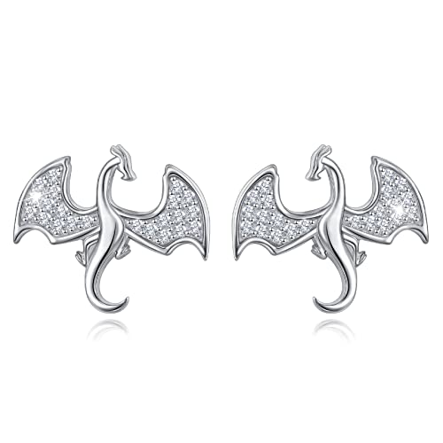 Sterling Silver Pterosaur Dragon Stud Earrings