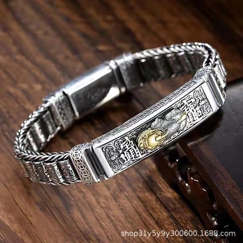 Pixiu Sterling Silver Feng Shui Bracelet for Luck